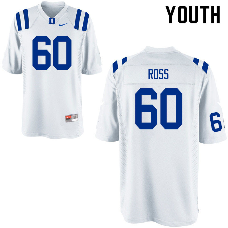 Youth #60 Colin Ross Duke Blue Devils College Football Jerseys Sale-White - Click Image to Close